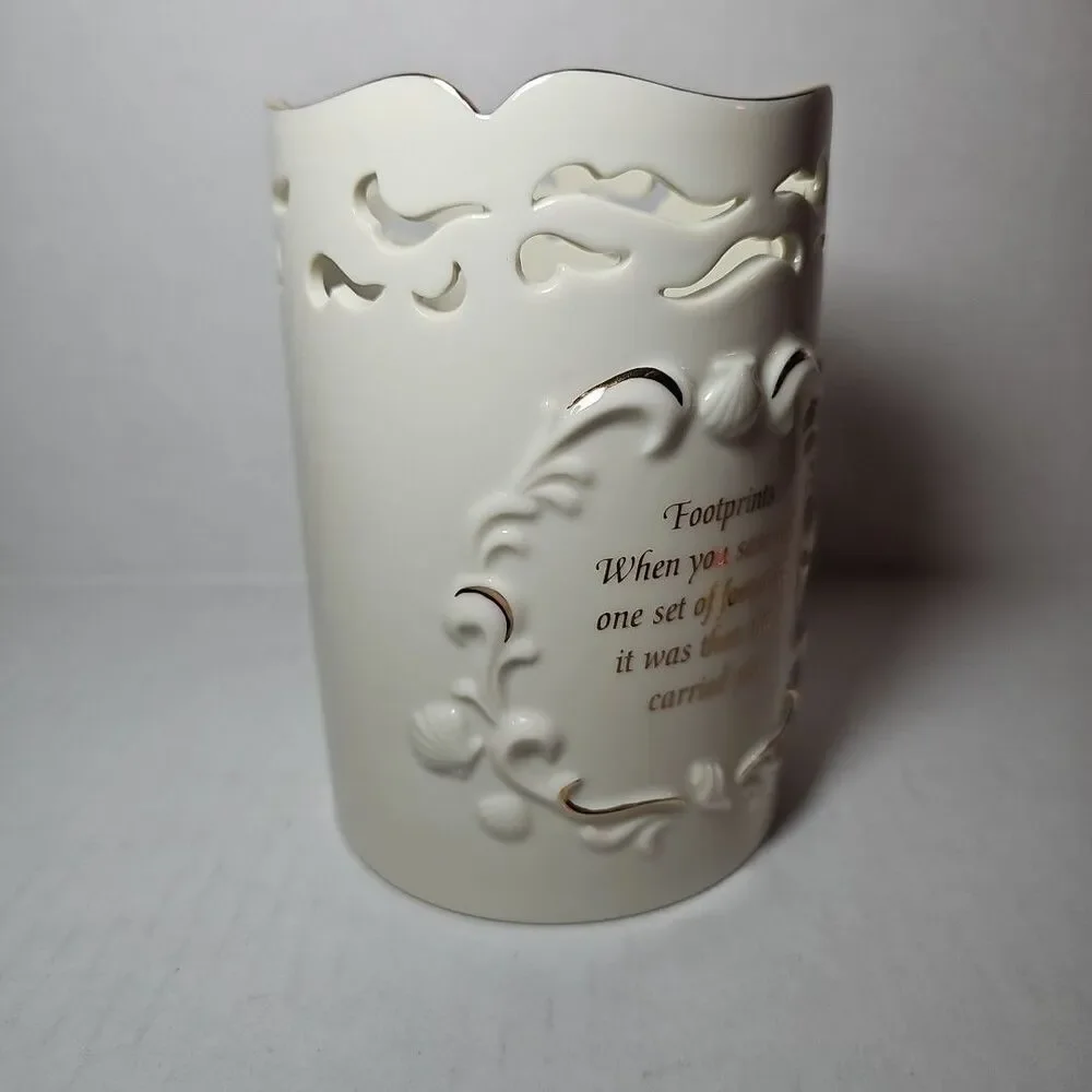 Lenox Footprints Fine Ivory China Votive Candleholder 1998